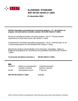 SIST EN IEC 62443-2-1:2024 - BARVE - Page 1 preview