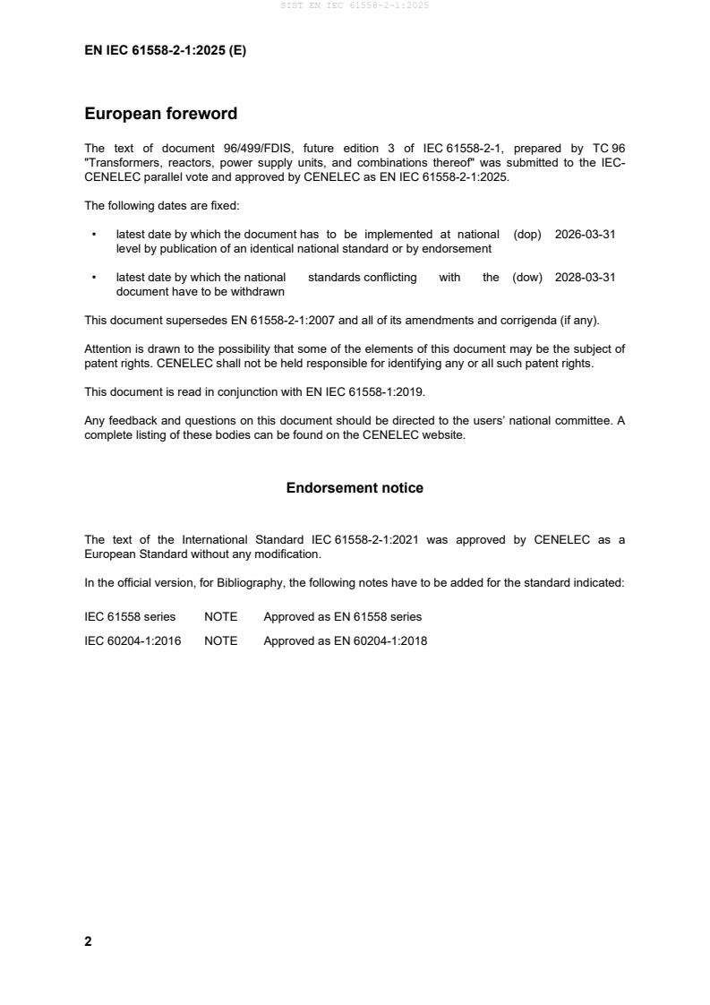 SIST EN IEC 61558-2-1:2025 SIST EN IEC 61558-2-1:2025 - Page 4 preview