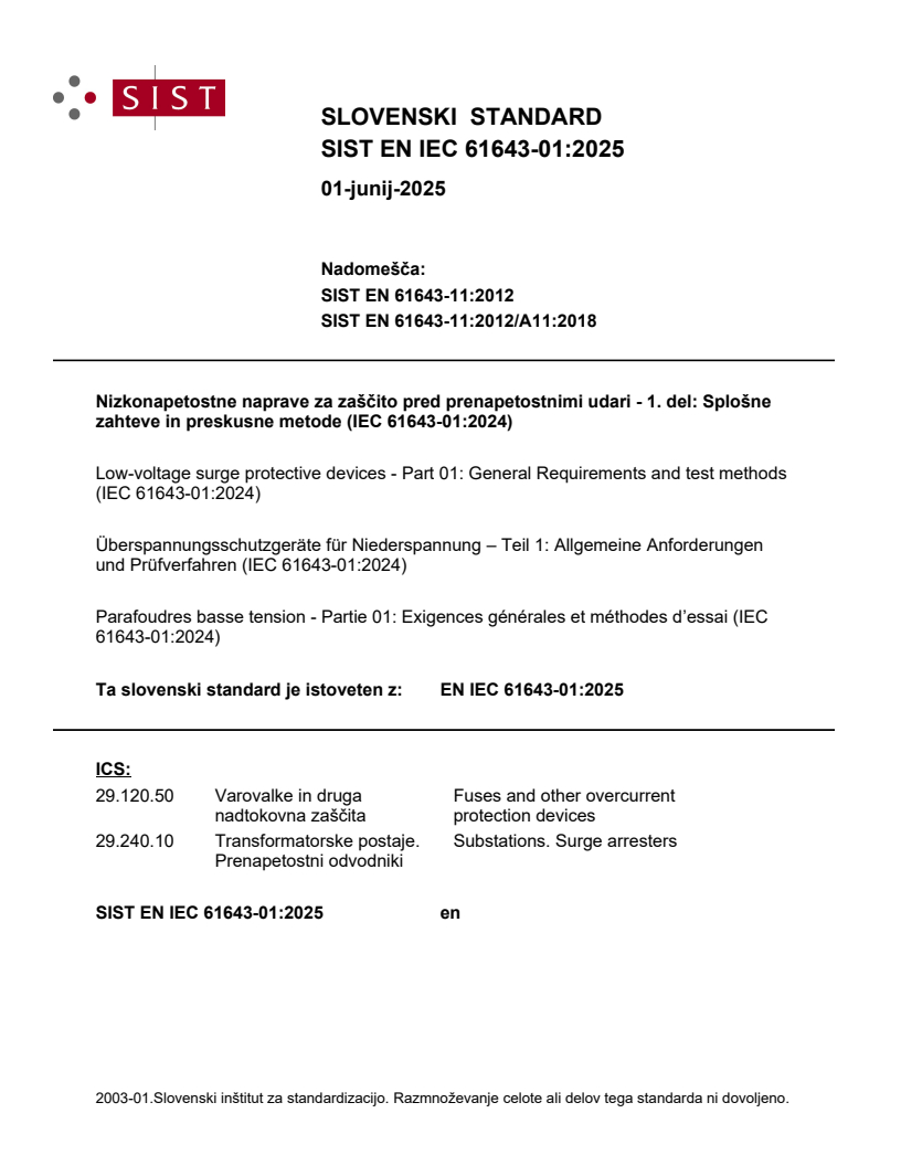 EN IEC 61643-01:2025 - BARVE