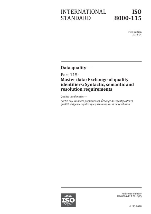 ISO 8000-115:2018 - Data quality