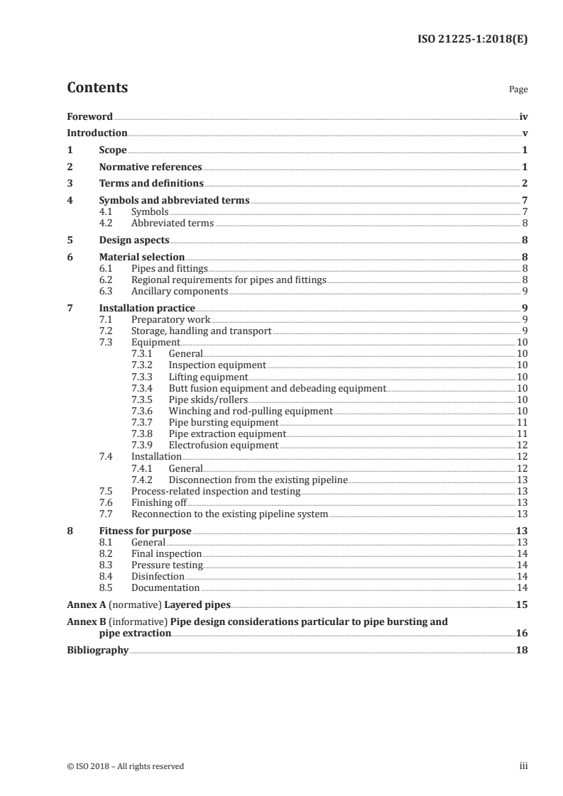 ISO 21225-1:2018 - Plastics piping systems for the trenchless replacement of underground pipeline networks — Part 1: Replacement on the line by pipe bursting and pipe extraction
Released:3/28/2018