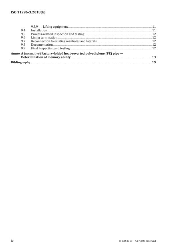 ISO 11296-3:2018 ISO 11296-3:2018 - Plastics piping systems for renovation of underground non-pressure drainage and sewerage networks - Page 4 preview