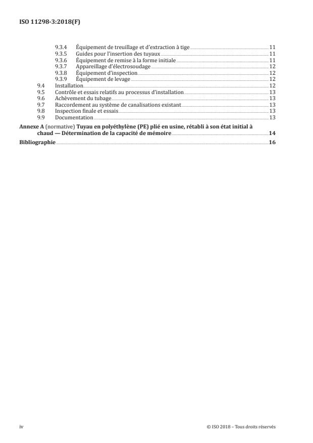 ISO 11298-3:2018 ISO 11298-3:2018 - Systemes de canalisations en plastique pour la rénovation des réseaux enterrés d'alimentation en eau - Page 4 preview