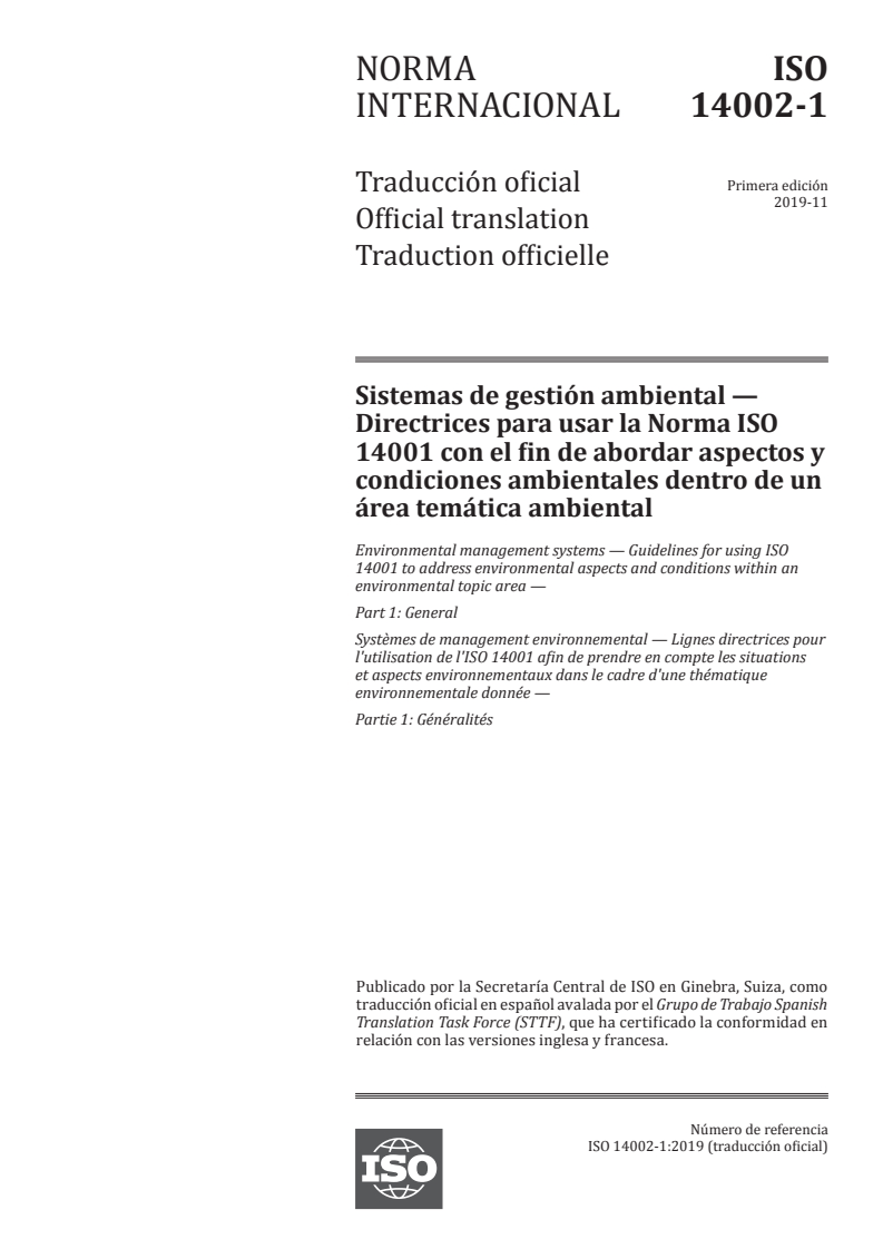 ISO 14002-1:2019 - Environmental management systems — Guidelines for using ISO 14001 to address environmental aspects and conditions within an environmental topic area — Part 1: General
Released:11/10/2020