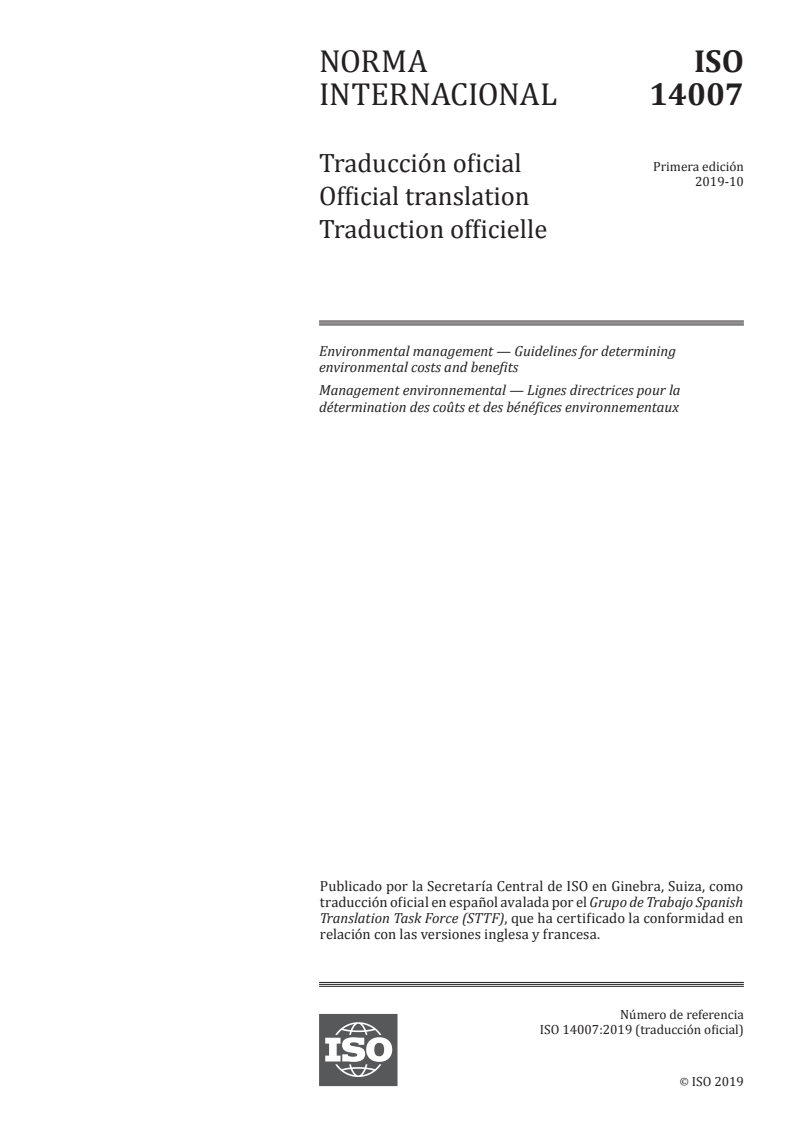 ISO 14007:2019 - Environmental management — Guidelines for determining environmental costs and benefits
Released:12/13/2019