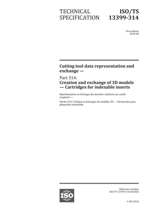 ISO/TS 13399-314:2018 - Cutting tool data representation and exchange