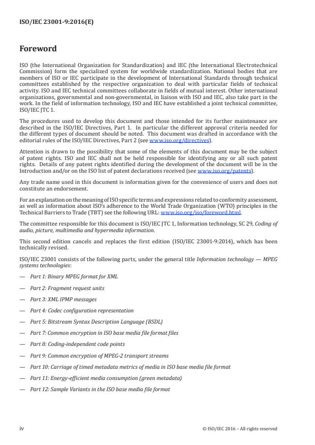 ISO/IEC 23001-9:2016 ISO/IEC 23001-9:2016 - Information technology -- MPEG systems technologies - Page 4 preview