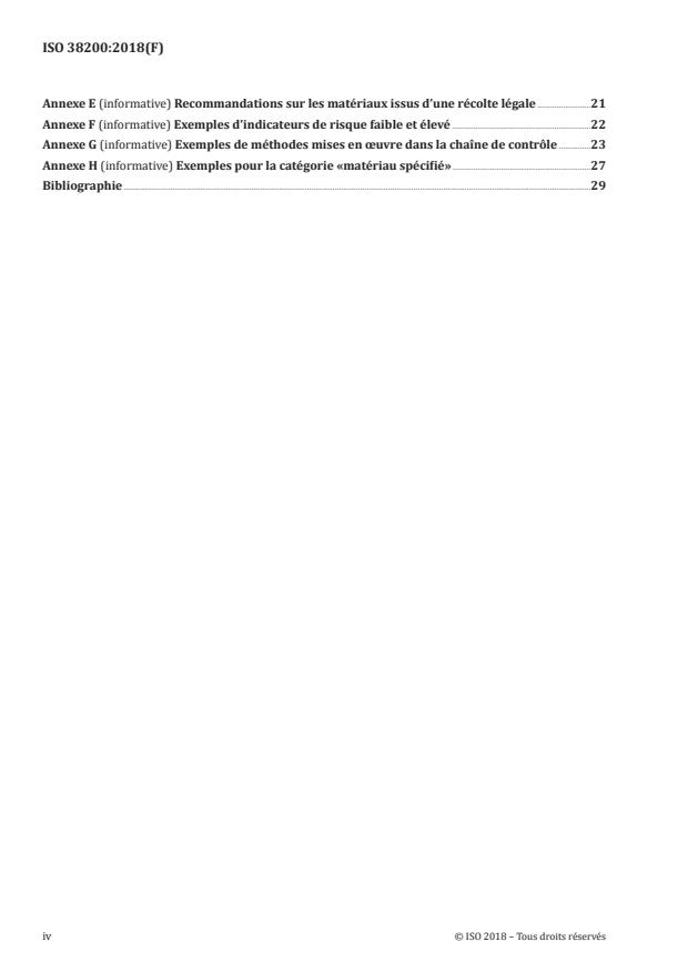ISO 38200:2018 ISO 38200:2018 - Chaîne de contrôle des produits en bois et a base de bois - Page 4 preview