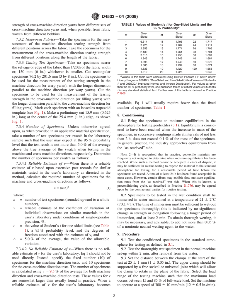 ASTM D4533-04(2009) - Standard Test Method for Trapezoid Tearing Strength of Geotextiles