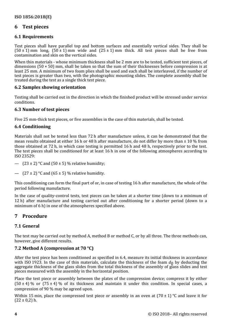 ISO 1856:2018 REDLINE ISO 1856:2018 - Flexible cellular polymeric materials — Determination of compression set
Released:6/25/2018 - Page 4 preview