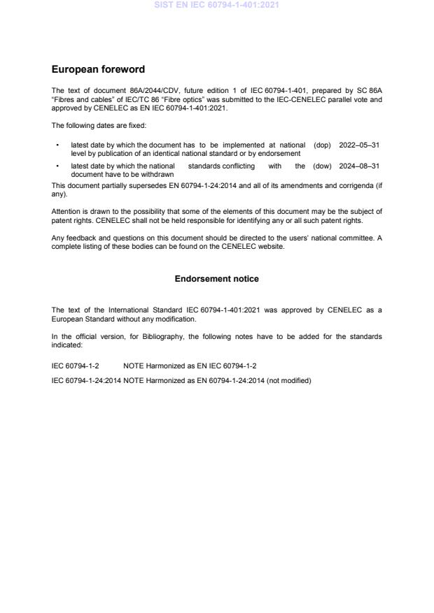 EN IEC 60794-1-401:2021 EN IEC 60794-1-401:2021 - Page 4 preview