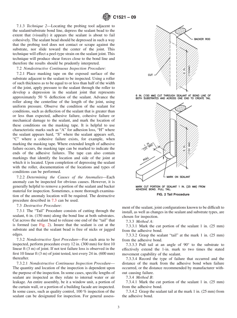 ASTM C1521-09 - Standard Practice for Evaluating Adhesion of Installed Weatherproofing Sealant Joints
