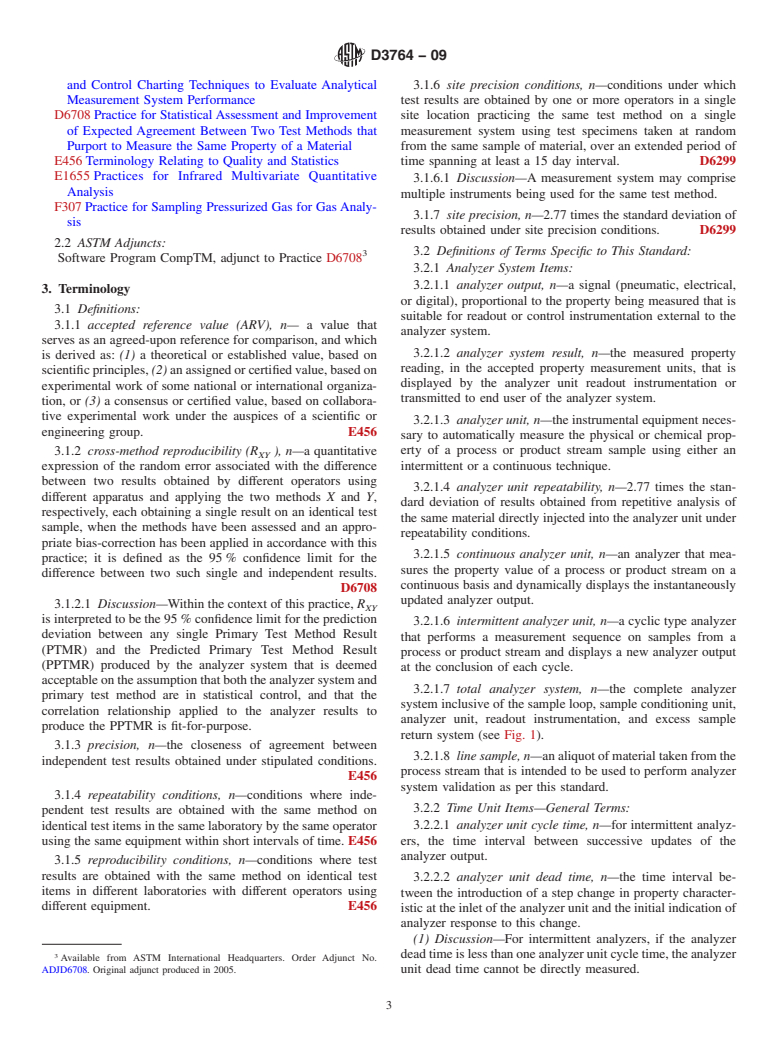 ASTM D3764-09 - Standard Practice for Validation of the Performance of Process Stream Analyzer Systems