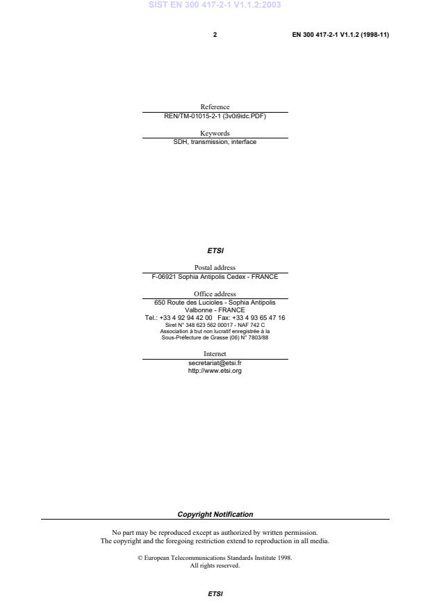 SIST EN 300 417-2-1 V1.1.2:2003 SIST EN 300 417-2-1 V1.1.2:2003 - Page 4 preview