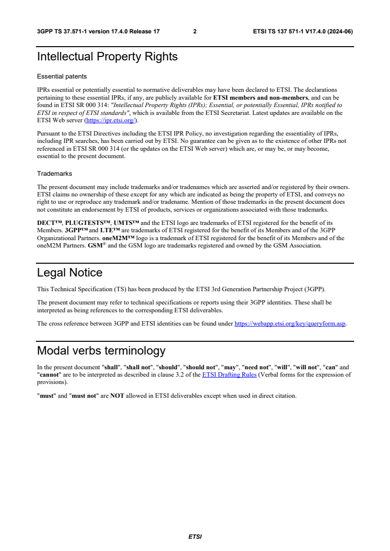 ETSI TS 137 571-1 V17.4.0 (2024-06) - Universal Mobile Telecommunications System (UMTS); LTE; 5G; User Equipment (UE) conformance specification for UE positioning; Part 1: Conformance test specification (3GPP TS 37.571-1 version 17.4.0 Release 17)