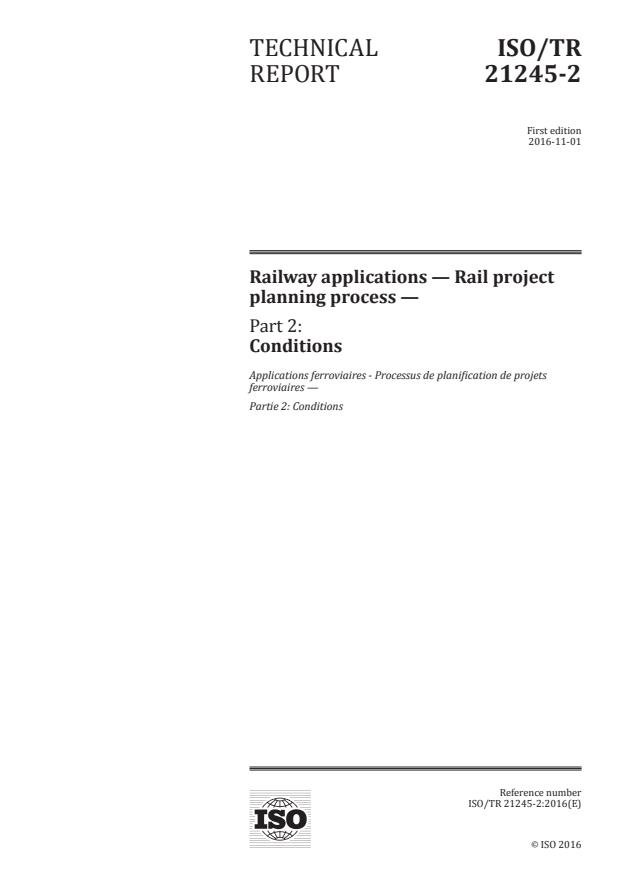 ISO/TR 21245-2:2016 - Railway applications -- Rail project planning process