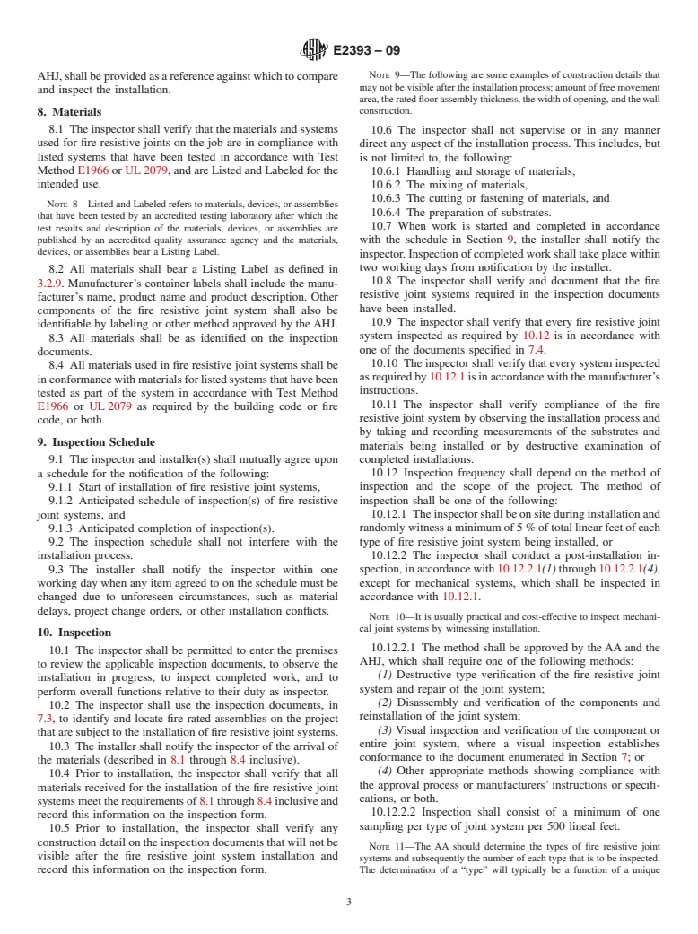 ASTM E2393-09 - Standard Practice for On-Site Inspection of Installed Fire Resistive Joint Systems and Perimeter Fire Barriers