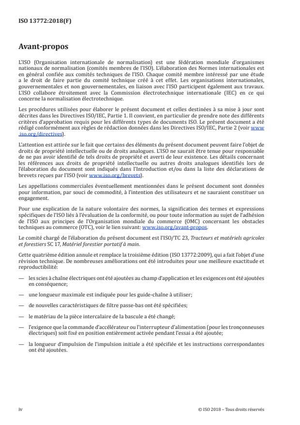 ISO 13772:2018 ISO 13772:2018 - Matériel forestier -- Scies a chaîne portatives -- Performance du frein de chaîne automatique - Page 4 preview