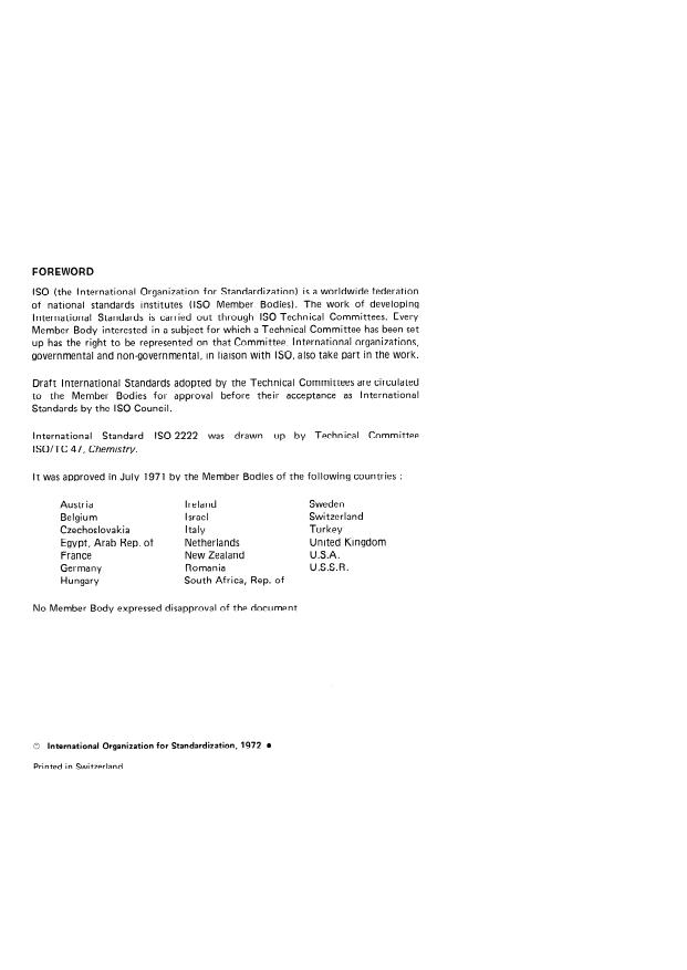 ISO 2222:1972 ISO 2222:1972 - Formaldehyde solutions for industrial use -- Limit test for inorganic sulphates - Page 2 preview