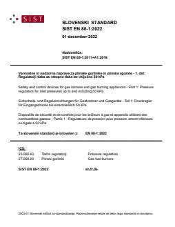 EN 88-1:2022 - Page 1 preview