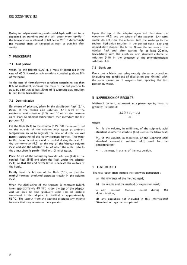 ISO 2228:1972 ISO 2228:1972 - Formaldehyde solutions for industrial use -- Determination of methanol content - Page 4 preview