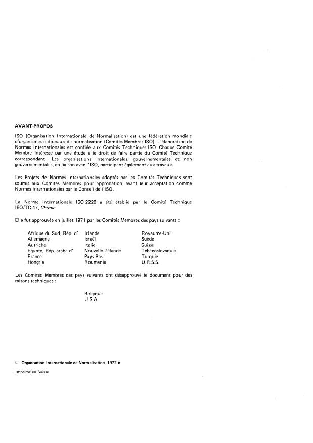 ISO 2228:1972 ISO 2228:1972 - Solutions de formaldéhyde a usage industriel -- Dosage du méthanol - Page 2 preview