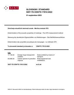SIST-TS CEN/TS 17812:2022 - BARVE - Page 1 preview