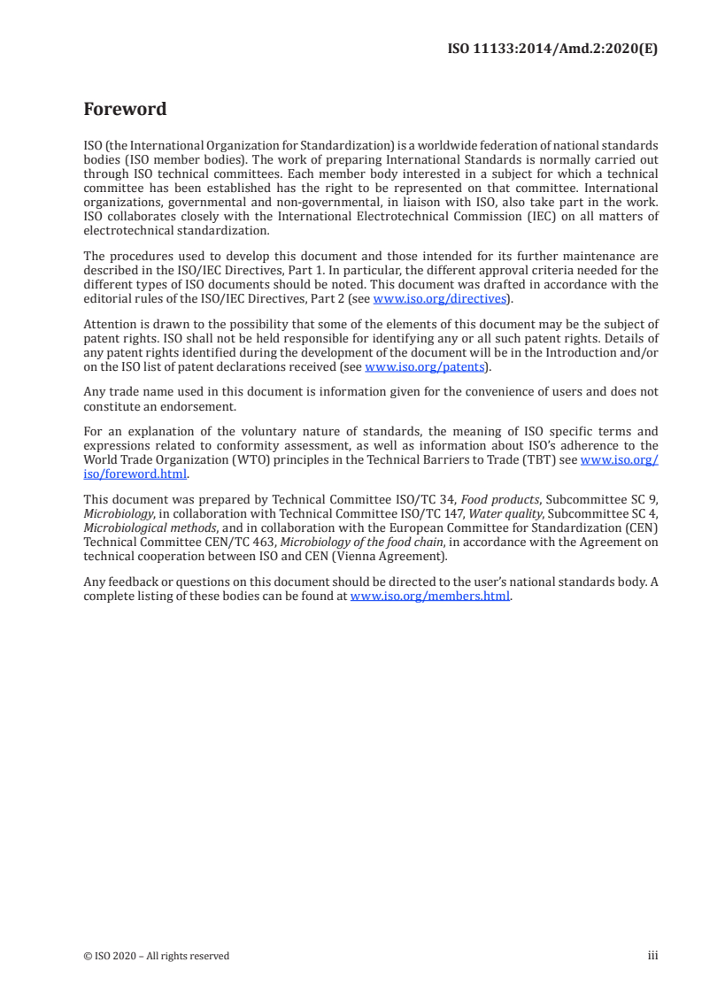 ISO 11133:2014/Amd 2:2020 - Microbiology of food, animal feed and water — Preparation, production, storage and performance testing of culture media — Amendment 2
Released:5/11/2020