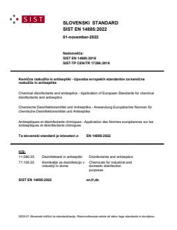 SIST EN 14885:2022 - Page 1 preview