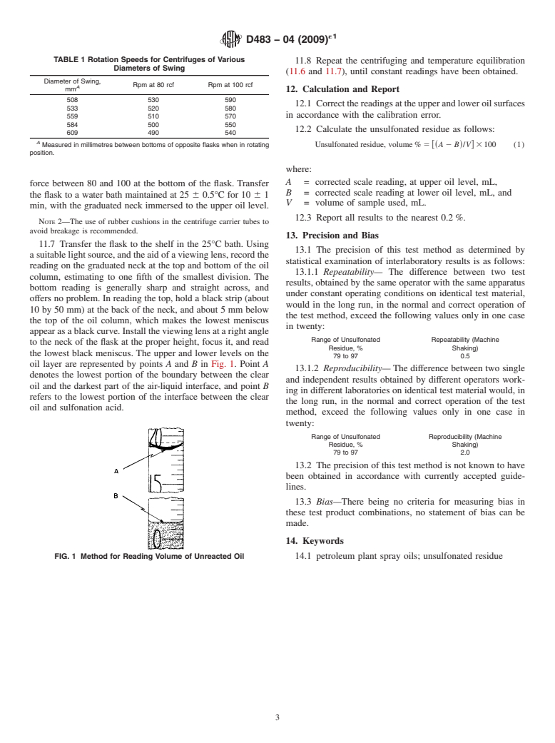 ASTM D483-04(2009)e1 - Standard Test Method for Unsulfonated Residue of Petroleum Plant Spray Oils