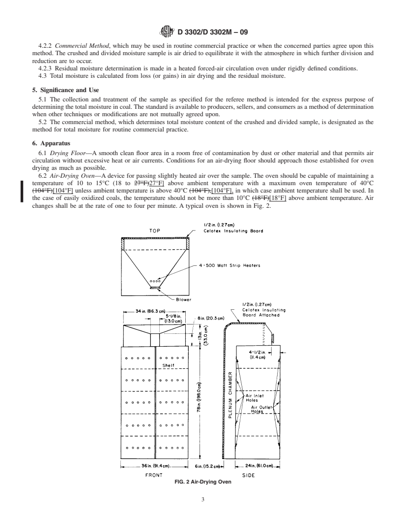 REDLINE ASTM D3302/D3302M-09 - Standard Test Method for Total Moisture in Coal