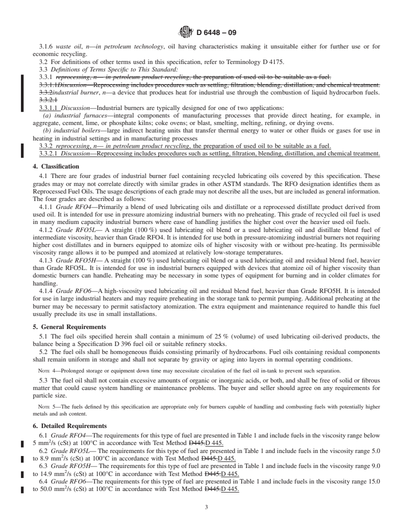 REDLINE ASTM D6448-09 - Standard Specification for Industrial Burner Fuels from Used Lubricating Oils