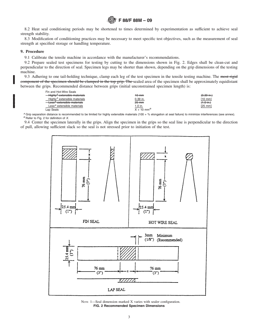 REDLINE ASTM F88/F88M-09 - Standard Test Method for Seal Strength of Flexible Barrier Materials