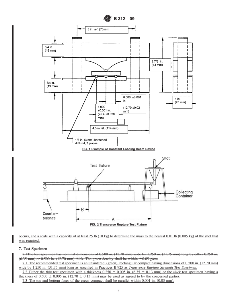 REDLINE ASTM B312-09 - Standard Test Method for Green Strength of Specimens Compacted from Metal Powders