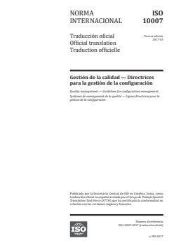 ISO 10007:2017 ISO 10007:2017 - Quality management — Guidelines for configuration management
Released:7/16/2019 - Page 1 preview