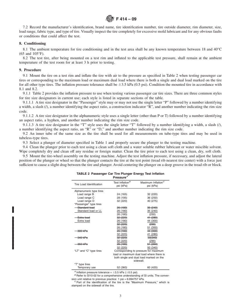 REDLINE ASTM F414-09 - Standard Test Method for Energy Absorbed by a Tire When Deformed by Slow-Moving Plunger