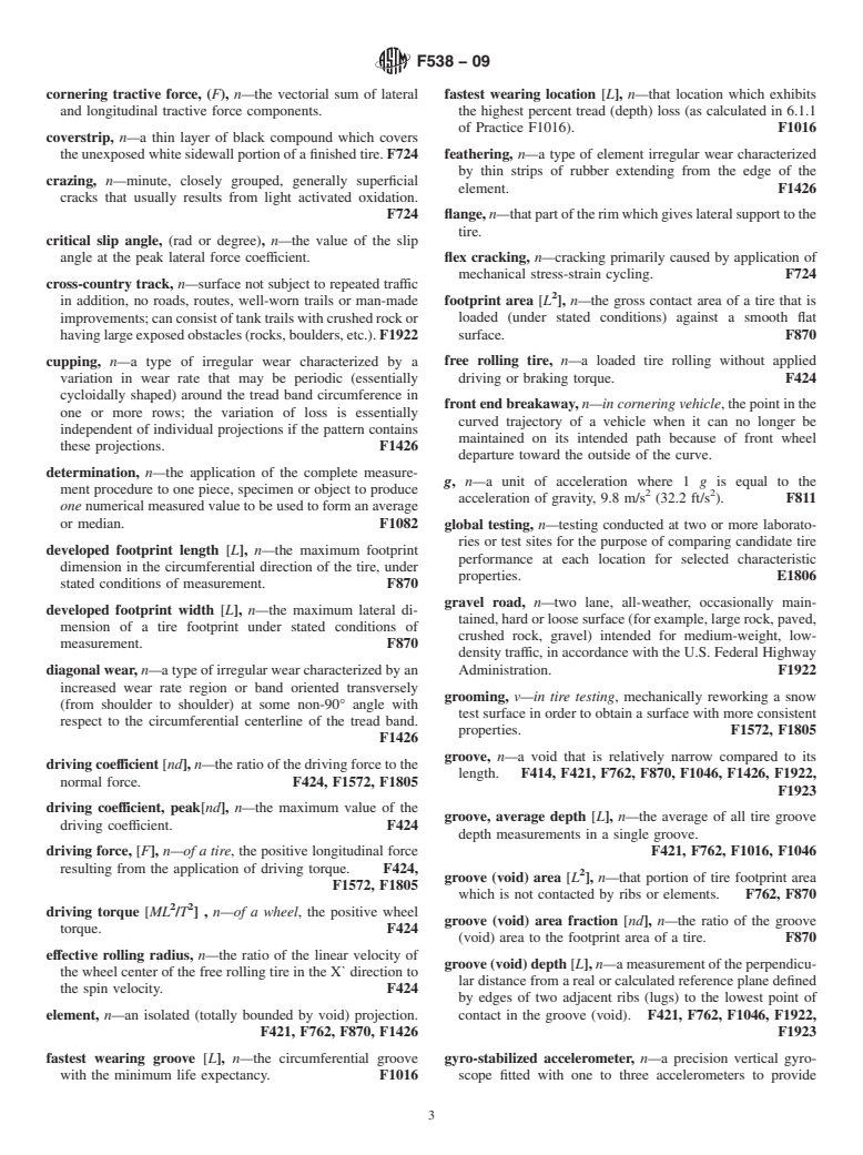 ASTM F538-09 - Standard Terminology Relating to the Characteristics and Performance of Tires