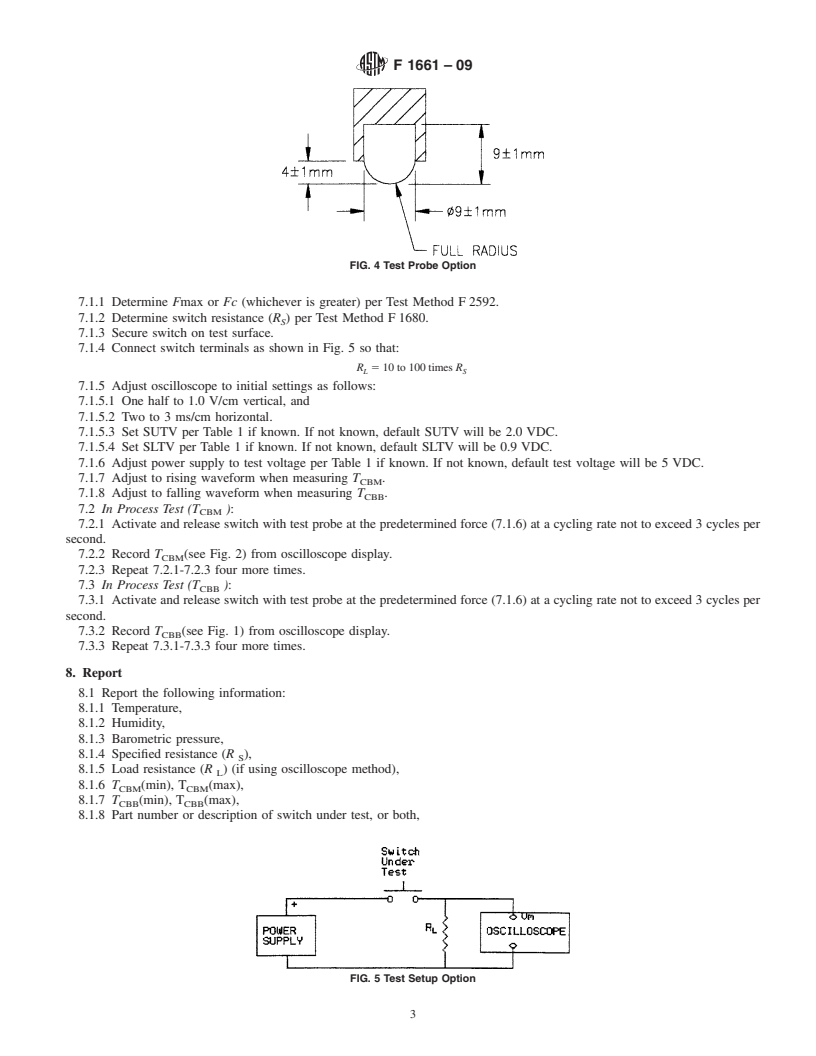 REDLINE ASTM F1661-09 - Standard Test Method for Determining the Contact Bounce Time of a Membrane Switch