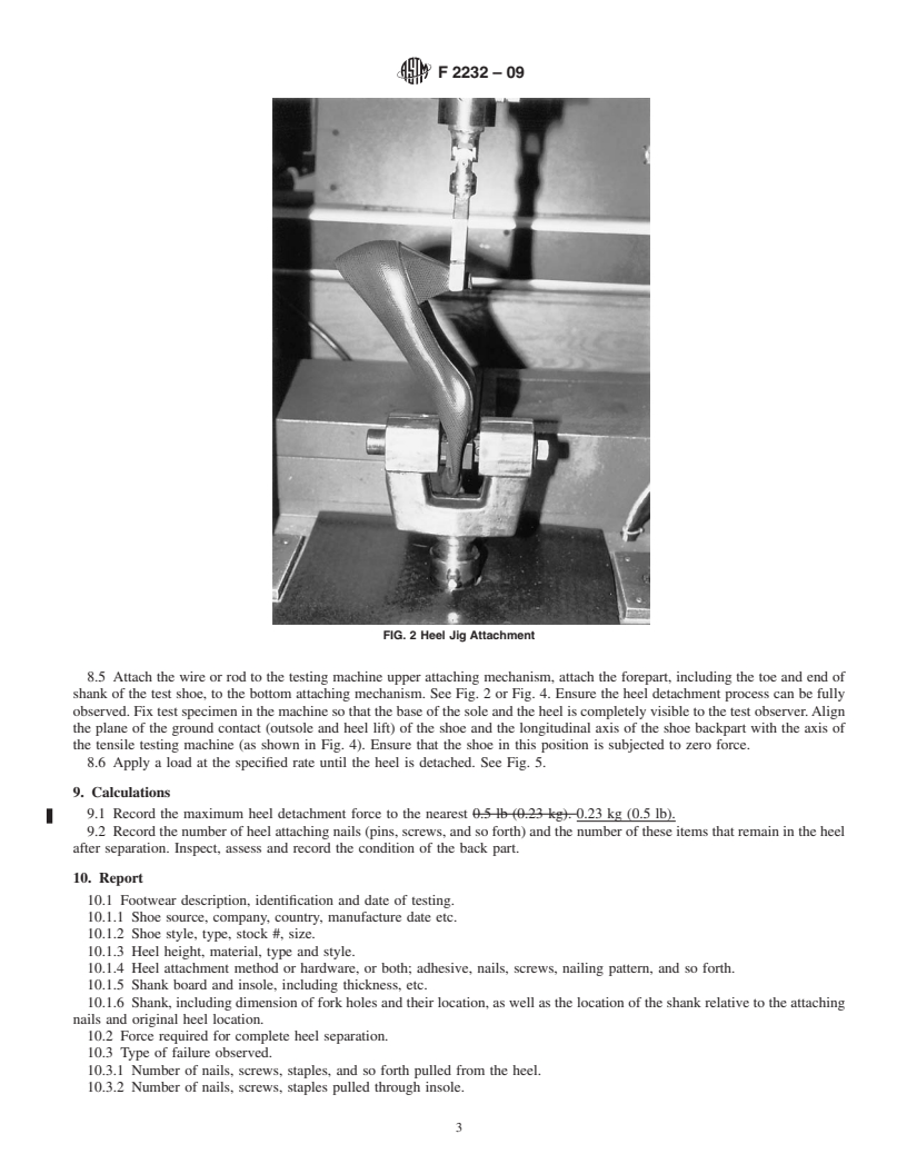 REDLINE ASTM F2232-09 - Standard Test Method for Determining the Longitudinal Load Required to Detach High Heels from Footwear