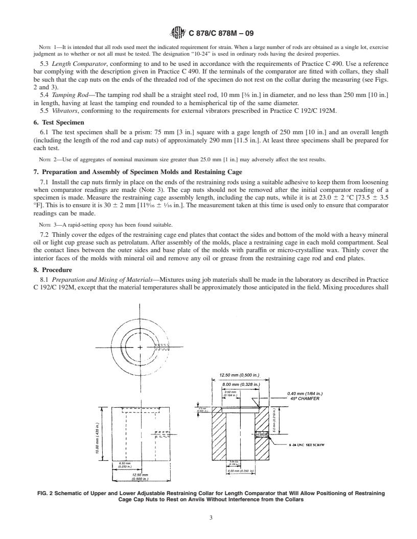 REDLINE ASTM C878/C878M-09 - Standard Test Method for Restrained Expansion of Shrinkage-Compensating Concrete