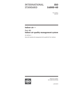 ISO 16000-40:2019 - Indoor air — Part 40: Indoor air quality management system
Released:7/23/2019 - Page 1 preview