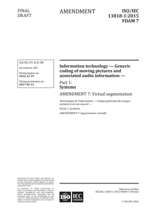 ISO/IEC 13818-1:2015/FDAmd 7 - Virtual segmentation