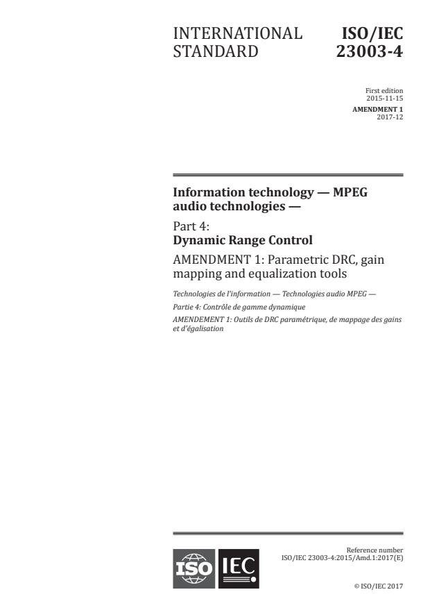ISO/IEC 23003-4:2015/Amd 1:2017 - Parametric DRC, gain mapping and equalization tools