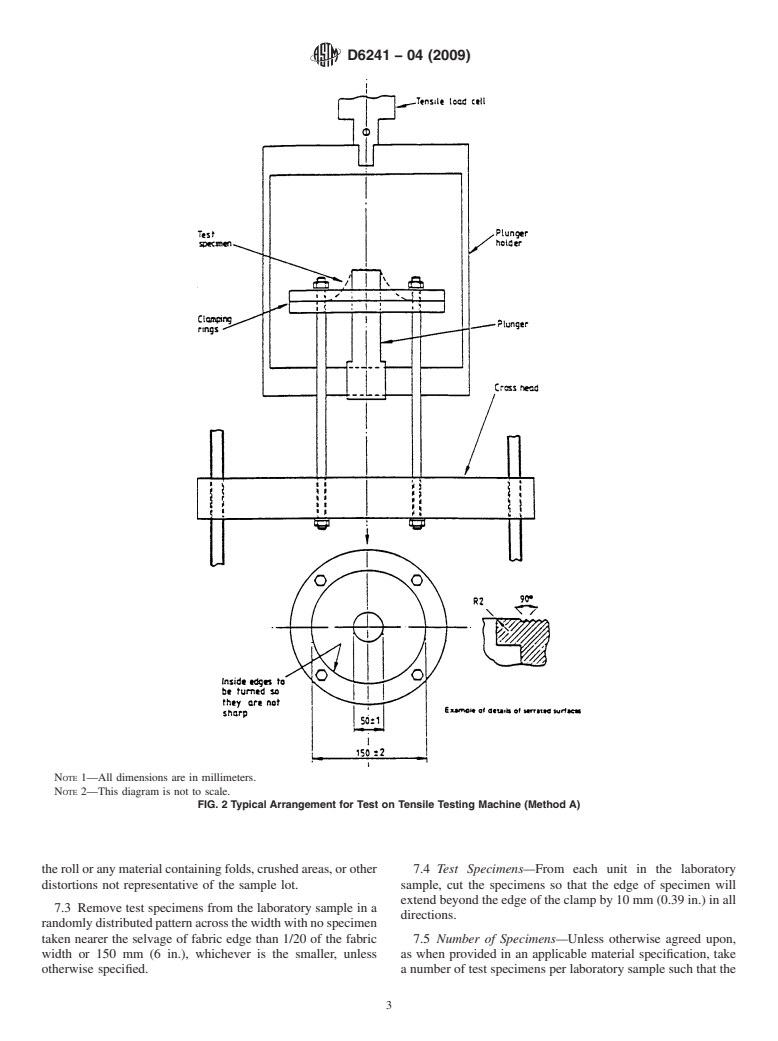 ASTM D6241-04(2009) - Standard Test Method for the Static Puncture Strength of Geotextiles and Geotextile-Related Products Using a 50-mm Probe