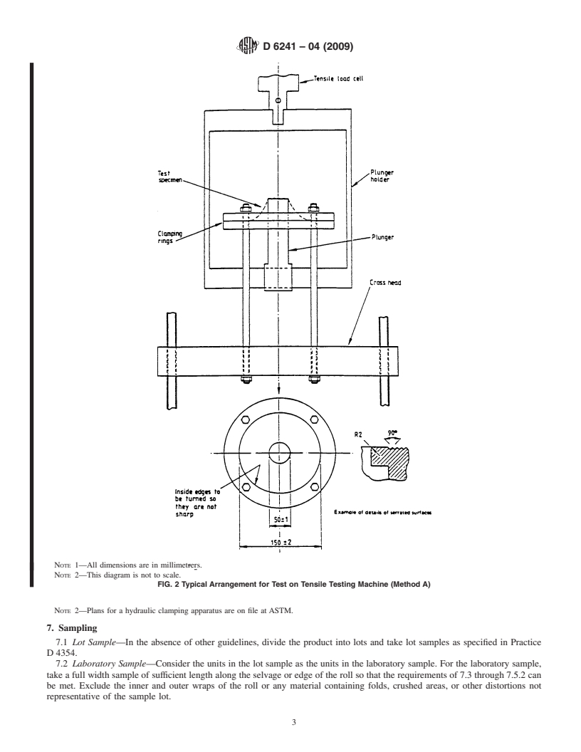 REDLINE ASTM D6241-04(2009) - Standard Test Method for the Static Puncture Strength of Geotextiles and Geotextile-Related Products Using a 50-mm Probe