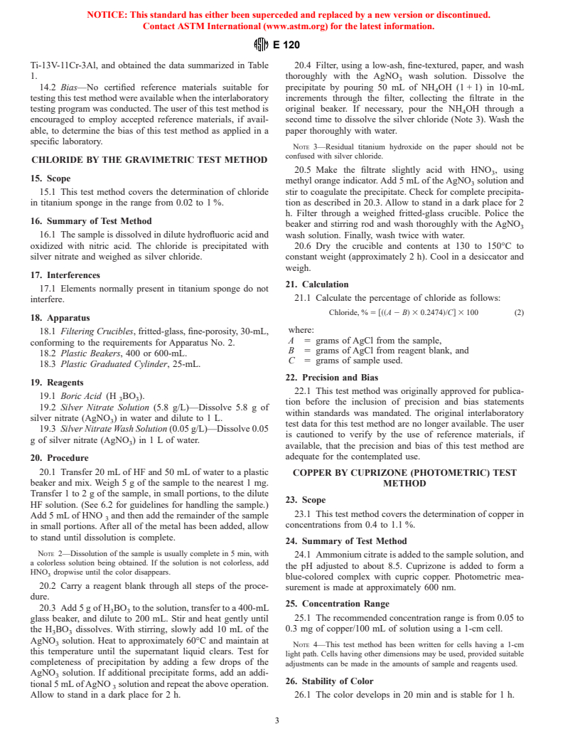 ASTM E120-00 - Standard Test Methods for Chemical Analysis of Titanium ...