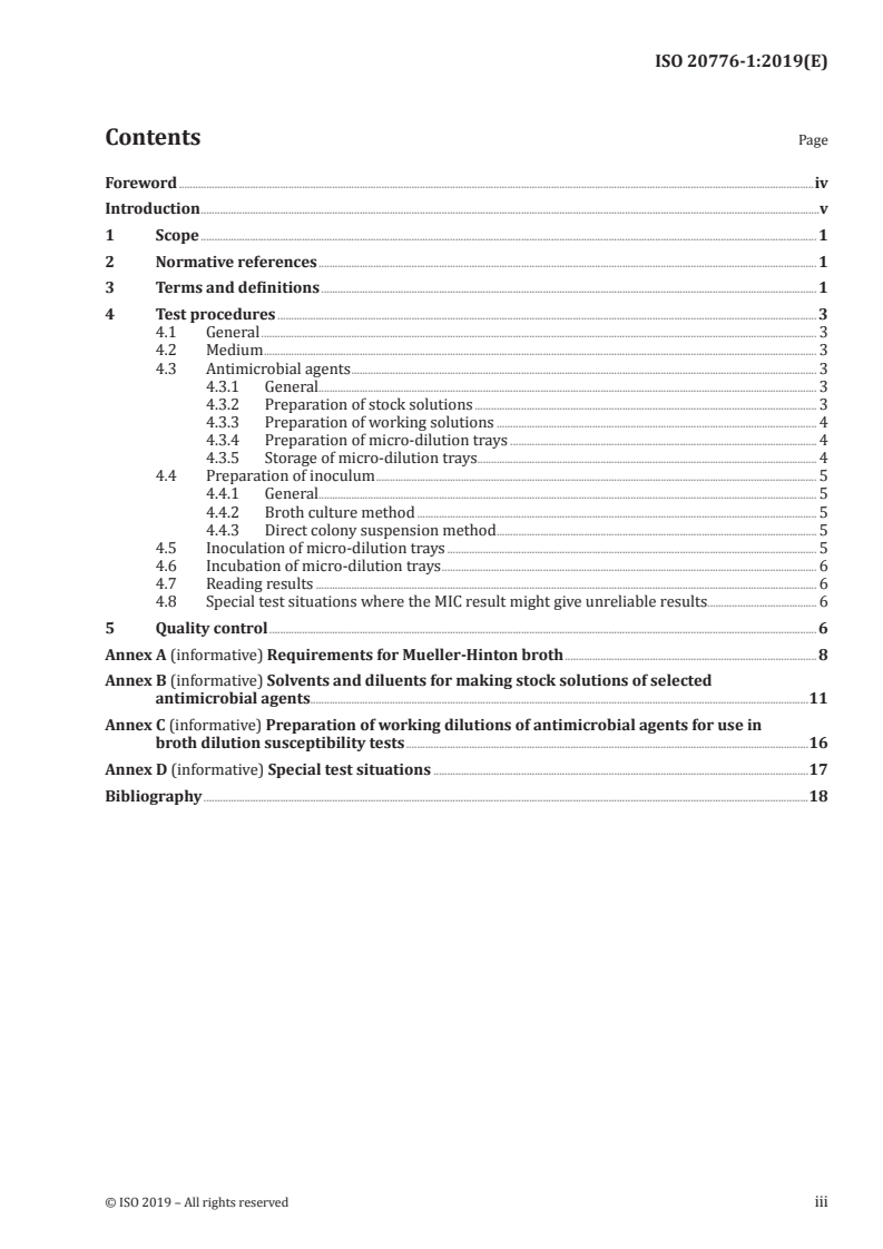 ISO 20776-1:2019 - Susceptibility testing of infectious agents and evaluation of performance of antimicrobial susceptibility test devices — Part 1: Broth micro-dilution reference method for testing the in vitro activity of antimicrobial agents against rapidly growing aerobic bacteria involved in infectious diseases
Released:12/12/2019