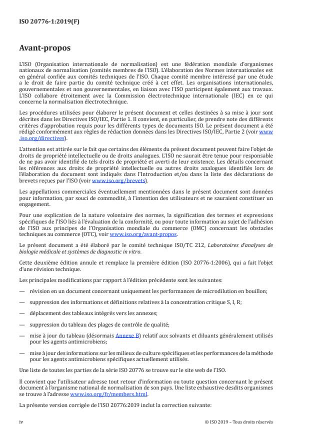 ISO 20776-1:2019 ISO 20776-1:2019 - Sensibilité in vitro des agents infectieux et évaluation des performances des dispositifs pour antibiogrammes - Page 4 preview