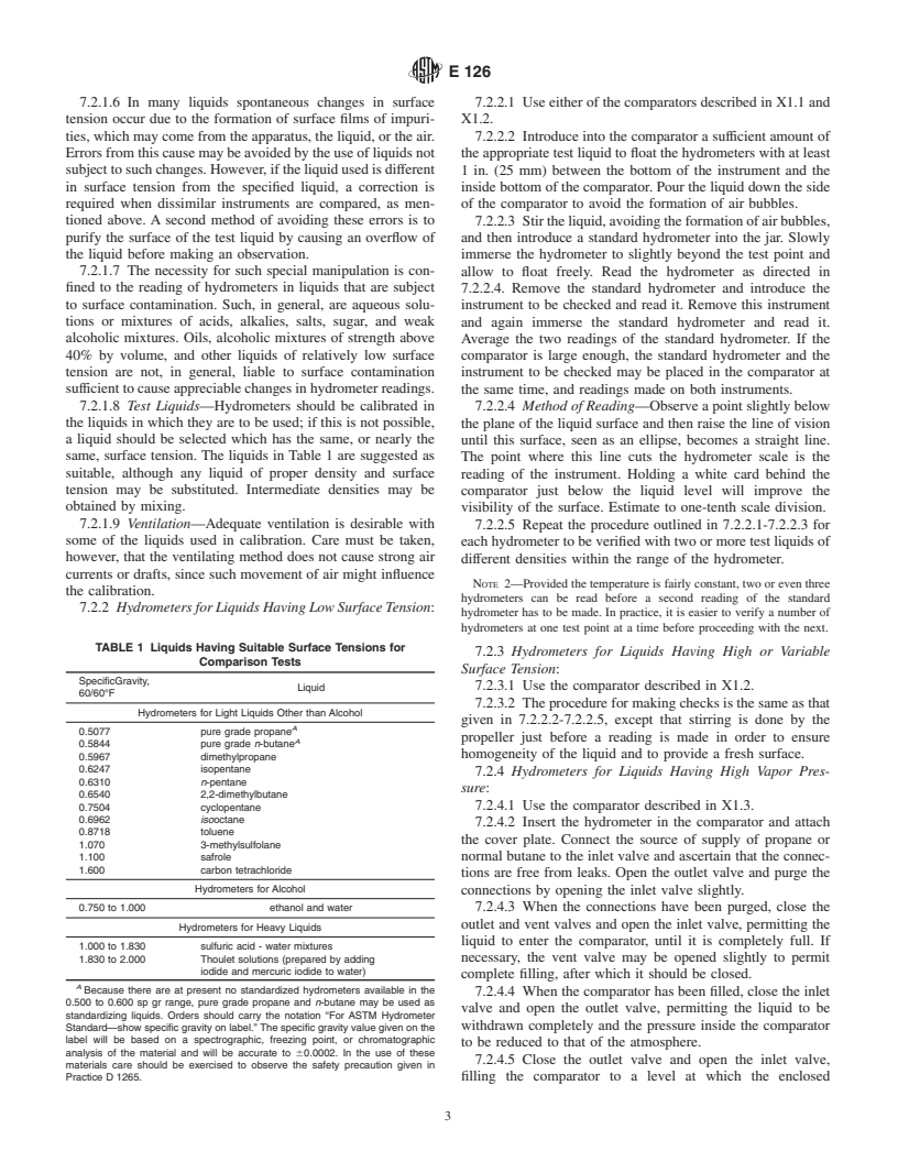 ASTM E126-92(1998) - Standard Test Method for Inspection and Verification of Hydrometers