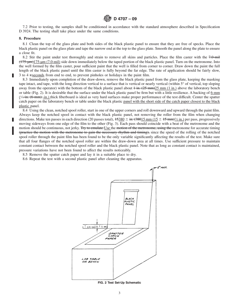 REDLINE ASTM D4707-09 - Standard Test Method for Measuring Paint Spatter Resistance During Roller Application